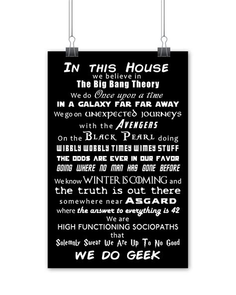 In This House We Do Geek Unframed Wall Art Poster Or Canvas
