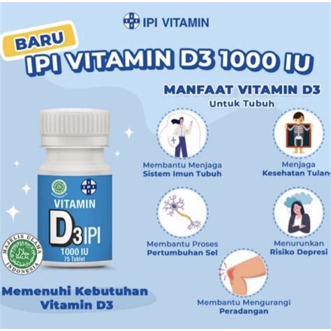 Jual Vitamin D3 1000 Ipi Botol Isi 75 Tablet Vit D Harga Ekonomis Indonesiashopee Indonesia