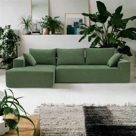 Modern Minimalist L-Shape Modular Sectional Living Room Sofa Set - Bed