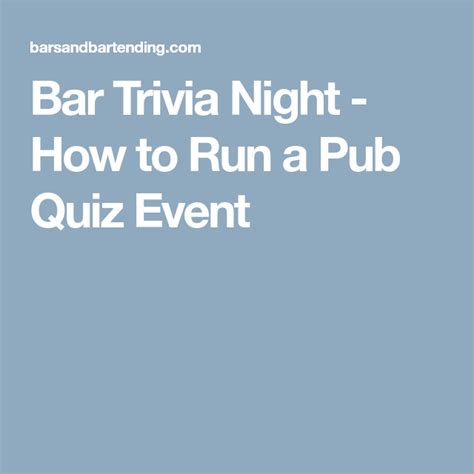 Bar Trivia Night How To Run A Pub Quiz Event Trivia Night Pub Quiz
