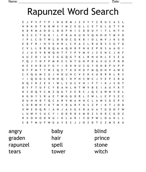 Rapunzel Word Search Wordmint