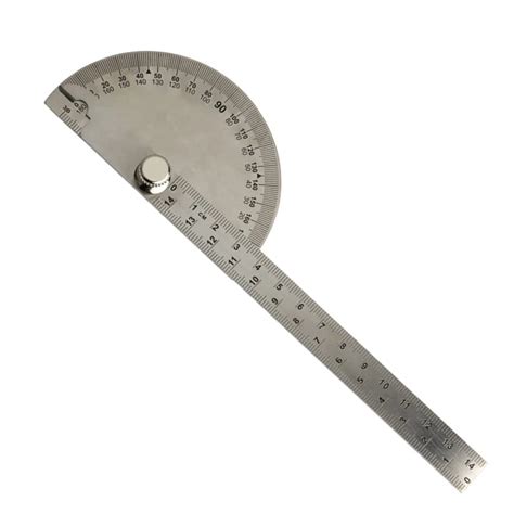 0 180 Degree Angle Ruler Round Head Rotary Protractor 145mm Adjustable