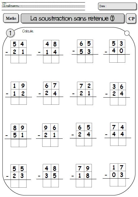 J'ai changé pas mal les fiches en les simplifiant encore et encore. Télécharger exercice soustraction ce1 PDF | sans retenue ...