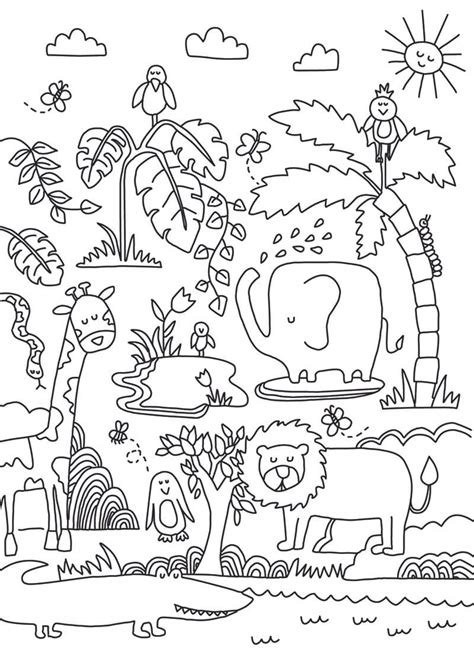 Coloriage Animaux De La Jungle Mignons Télécharger Et Imprimer
