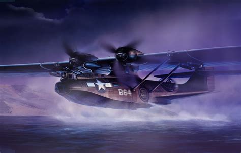 Wallpaper War Art Painting Aviation Ww2 Consolidated Pby Catalina