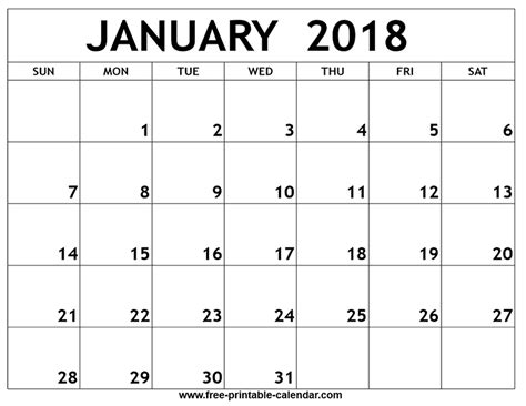 January 2017 Printable Calendar 2018 Printable Calendars Posters