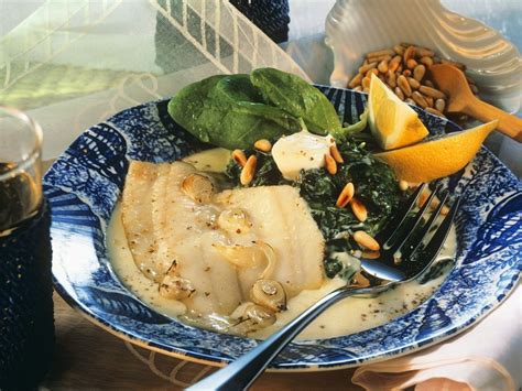 Flounder fillets, washed and dried. Grilled Flounder with Spinach Recipe | EatSmarter