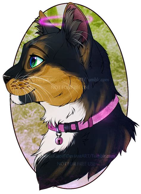 A Drawing Of A Dog With Blue Eyes And A Pink Collar Looking To The Side