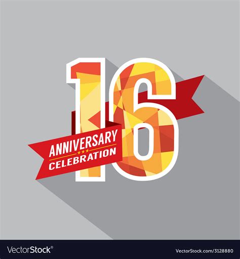 16th Years Anniversary Celebration Design Vector Image