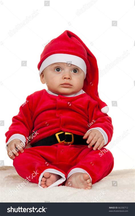 Little Baby Dressed As Santa Claus Infant As Santa Claus Stock Photo