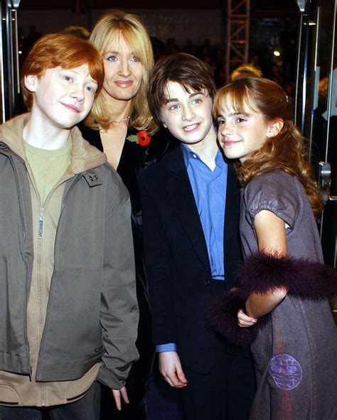 Rupert Grint J K Rowling Daniel Radcliffe And Emma Watson In The Harry Potter And The