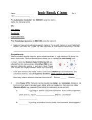 Explore learning gizmo answer key ionic bonds. Ionic_and_Covalent_Bonds_Gizmos - Write answers on your own paper Student Exploration Ionic ...