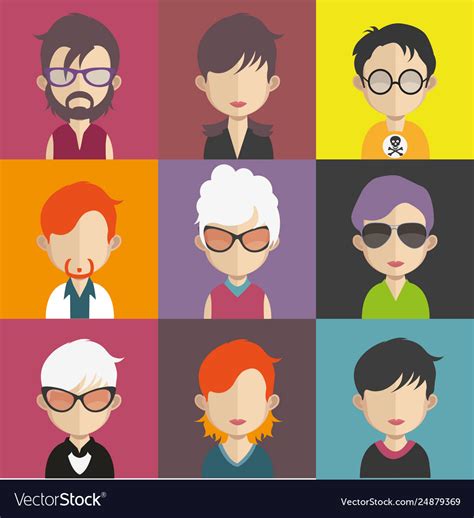 Set Colorful Avatars Characters Royalty Free Vector Image
