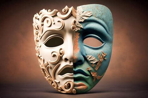 Premium Photo A Theatre Mask With One Half Depicting Tragedy And The