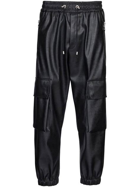 Balmain Faux Leather Cargo Pants In Black For Men Lyst