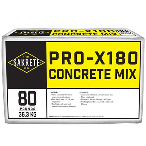 Sakrete Pro X180 Rapid Strength Concrete Mix Tcc Materials