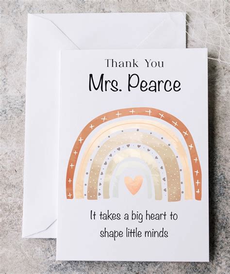 Teacher Thank You Card Personalised Teacher Thank You Card Etsy Uk