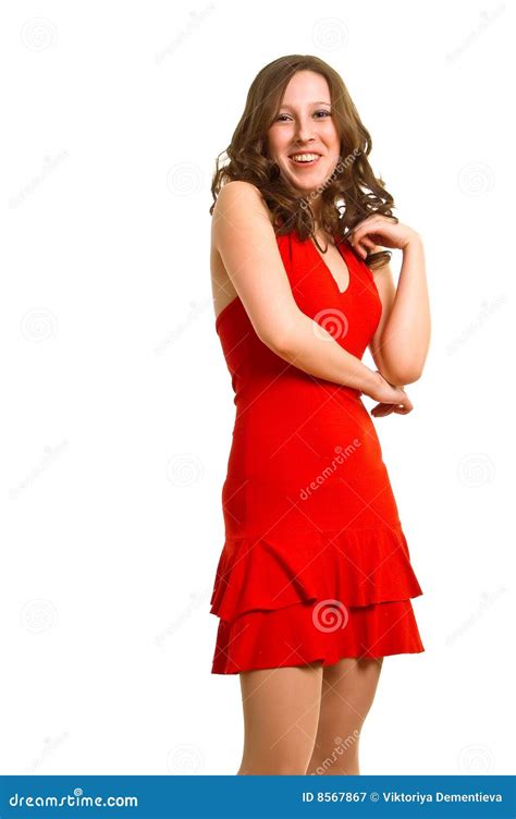Laughing Women In Red Dress Stock Image Image Of Beautiful Girl 8567867
