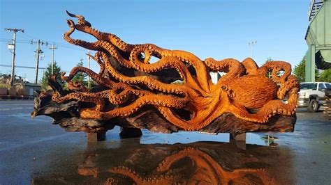 Incredible Octopus Art Created Through Chainsaw Carving