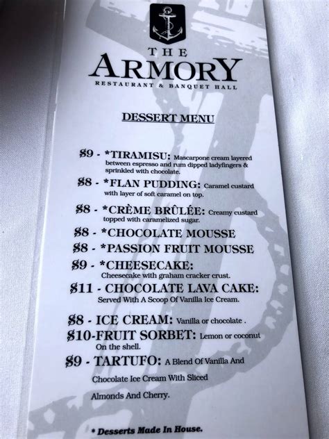 Menu At The Armory Nj Restaurant Perth Amboy