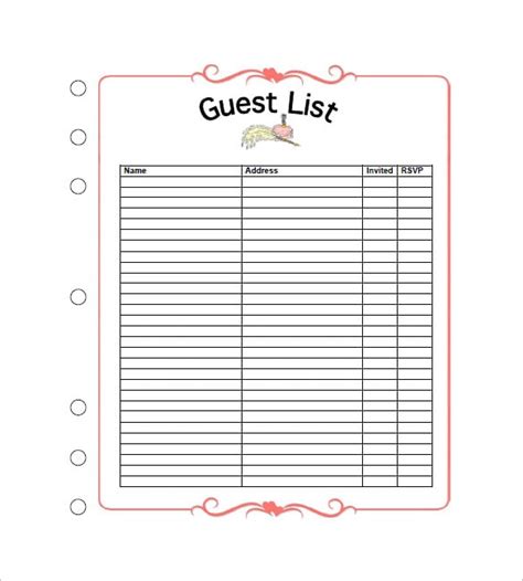 Wedding Guest List Template 10 Free Word Excel Pdf Format Download