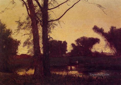 Sunset2 Landscape Tonalist George Inness Painting In Oil For Sale