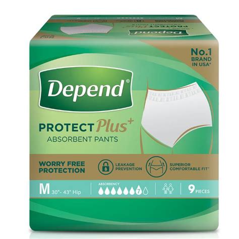 Depend Adult Diaper Protect Plus Absorbent Pants M 9pcs X 1 Pack 9