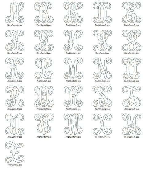 Raggy Intertwined Monogram Applique Machine Embroidery Alphabet Font