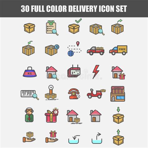 Full Color Delivery Icon Set Vector Illustration Stock Vector