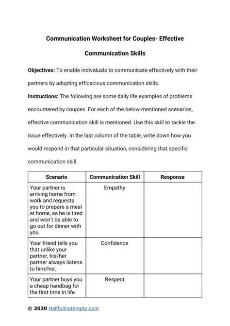 Effective Communication Skills Worksheets For Practice Style Worksheets