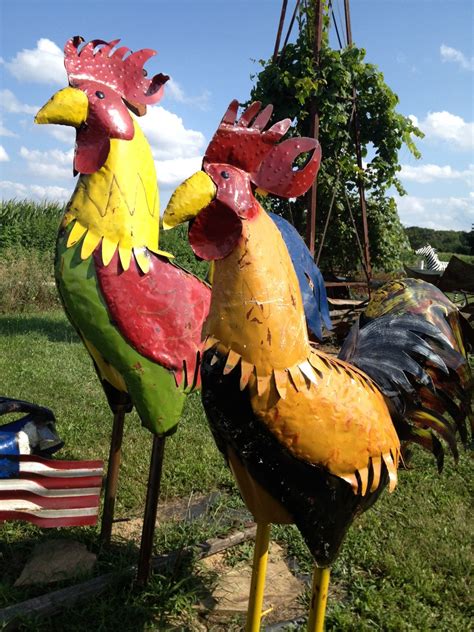 Five large metal yard flowers made for gretchen in indiana. 96" Very Large Metal Rooster Yard Art Sculpture | Metal ...