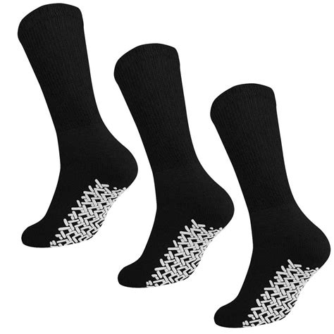 Falari Men Women Anti Slip Grip Non Skid Crew Cotton Diabetic Socks