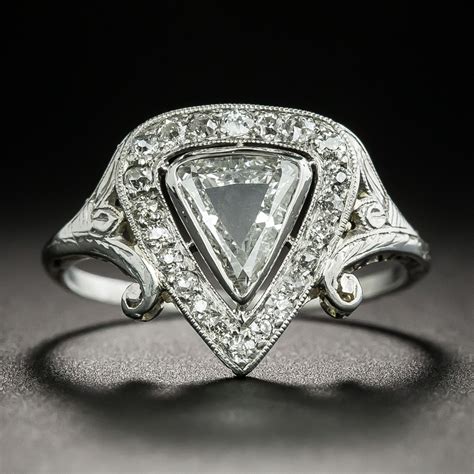Edwardian Trillion Cut Diamond Engagement Ring Antique And Vintage