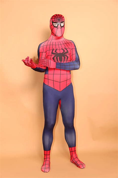 sn810 unisex adult full body red and blue lycra spandex superhero spiderman zentai suits