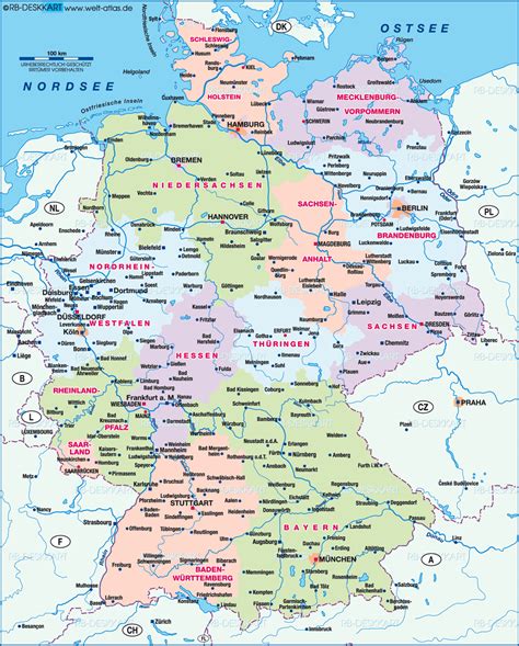 Karte Mit Hauptstädten Von Deutschland KI Landkarte Deutschland
