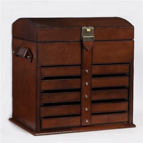 Copper Leather 5 Drawer Jewelry Chest Leather Jewelry Box Jewelry