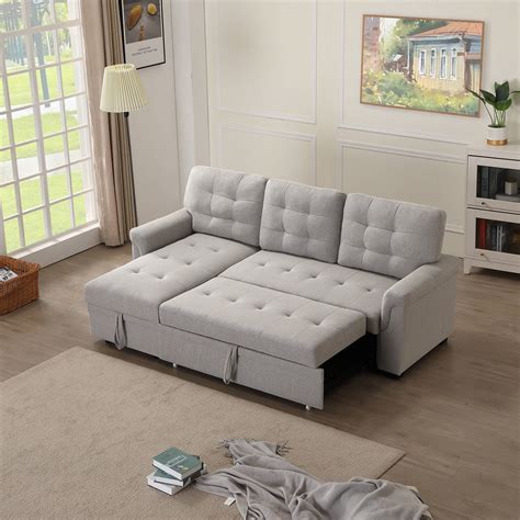 Modern Upholstered Sofa With Reversible Sectional Chaise 86w Mid