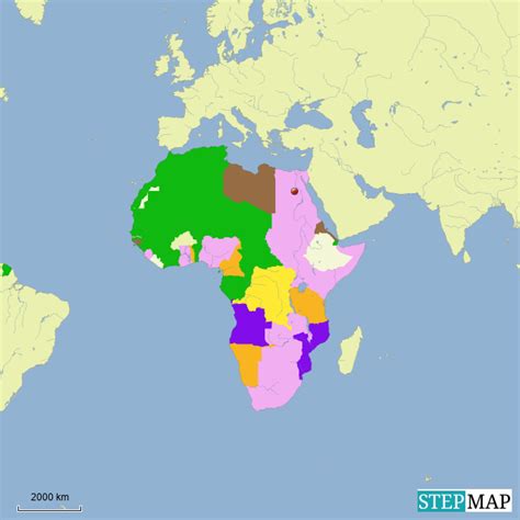 Color an editable map, fill in the legend, and download it for free. StepMap - Africa 1914 - Landkarte für Africa