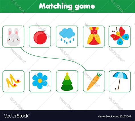 Matching Children Educational Game Match Objects Vector Image