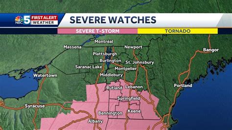 A severe thunderstorm warning is in effect for parts of western massachusetts, while a severe thunderstorm watch is in effect through 11 . Severe thunderstorm watch issued for much of Vermont