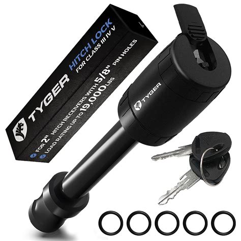 Tyger Solid Trailer Hitch Lock Pin With Locking Key Fit In Holes On In Receiver Class Iii Iv V
