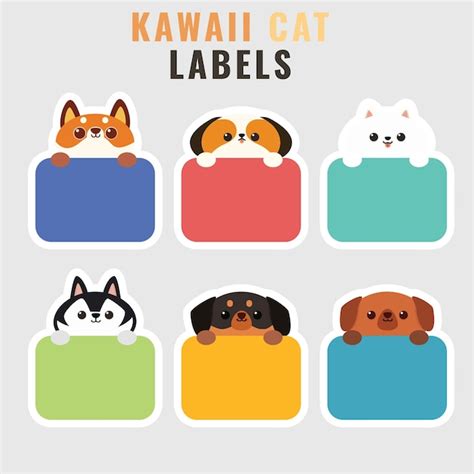 Premium Vector Set Of Cute Dog Illustration Tags Or Labels Cartoon Style