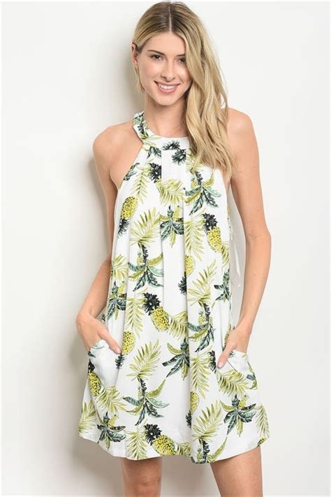 Pineapple Print Dress Pineapple Print Dress Pineapple Dress Short Dresses Casual