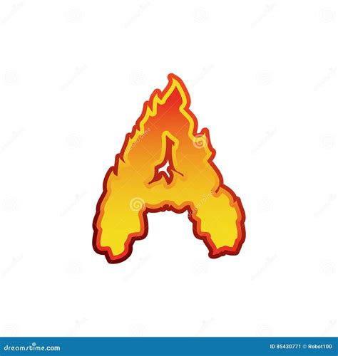 Letter A Fire Flames Font Lettering Tattoo Alphabet Character Stock