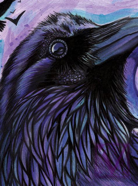 Raven Art Purple Raven Raven Print Gothic T Gothic Etsy