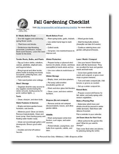 Fall Garden Checklist And Helpful Reminders Printable Empress Of Dirt