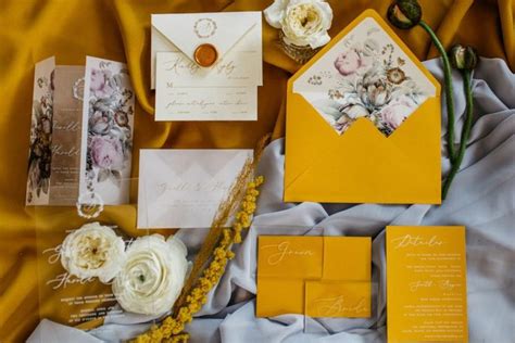 Elegant Yellow Wedding Inspiration With Transparent Wedding Invitations