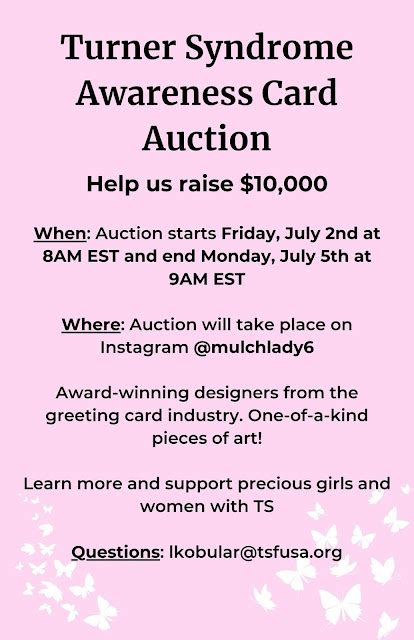 My Turner Syndrome Journey Turner Syndrome Awareness Card Auction