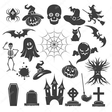 Halloween Black Icons Stock Vector Image By ©vectortatu 121657980