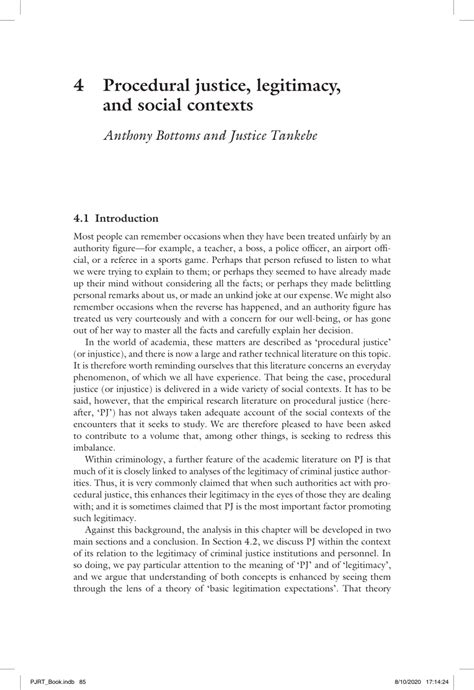 PDF Procedural Justice Legitimacy And Social Contexts